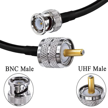 TUOLNK BNC to UHF Jumper - RG58 Coaxial Cable, 3.3ft (1M), Low Loss, PL259 & SO239 Male Connectors for CB Radio, PL259 to BNC Pigtail - size: 3.3ft