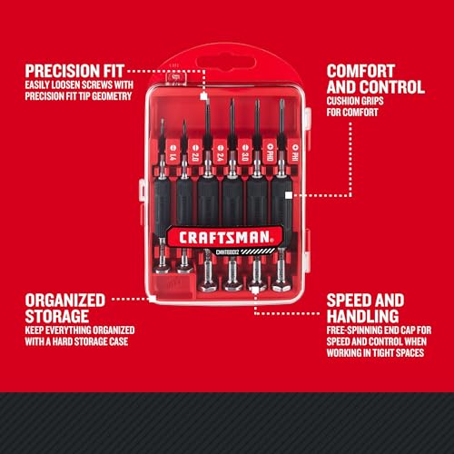 CRAFTSMAN 6 Piece Precision Screwdriver Set, Mini Screwdriver Set for Watch Jewelry Eyeglass Computer Repair (CMHT68012)