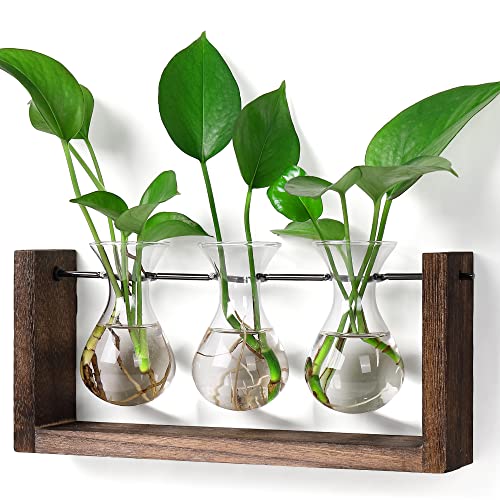 YIBOT Wall Hanging Planter Plant Propagation Stations Glass Flower Vase - size: 3Vase-M