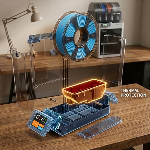 D1 3D Printer Filament Dryer Box, Modular 1+N Filament Storage, 150W PTC Heater Up to 90°C, Active Dehumidification Dehydrator with 2.8" Touchscreen, Compatible with PLA PETG ABS TPU PC PA - size: D1 (Dock + Storage Box)
