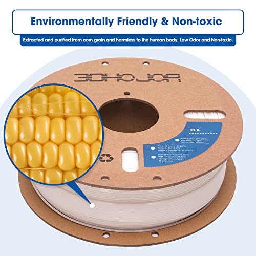 3DHoJor PLA Filament 1.75mm 3D Printing Filament PLA Lite 1kg Cardboard Spool (2.2lbs), Fit Most FDM 3D Printer,Dimensional Accuracy +/- 0.03 mm,Vacuum Packaging-Natural - color: Natural White