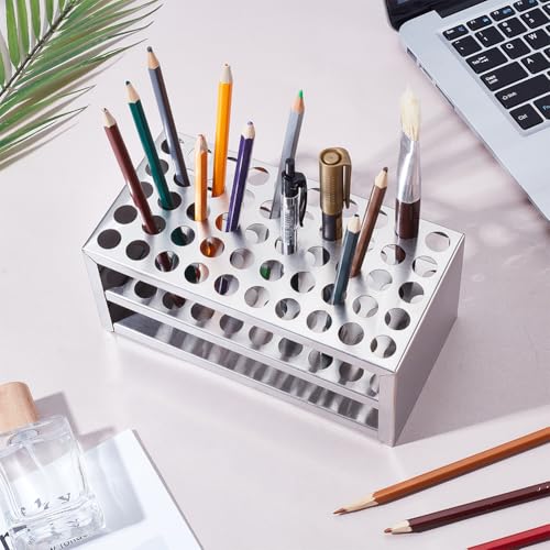 UNICRAFTALE Stainless Steel Test Tube Rack 50 Holes Round Holes Test Tube Holder Hole Diameter 14mm 3 Layer Lab Stand Display Rack for Classroom School Lab Supplies - size: 19.5x10x8.5cm