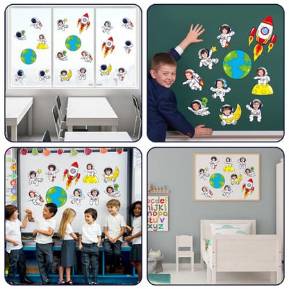 60Pcs Outer Space Cutouts Astronaut Bulletin Board Set Decoration Space Theme Classroom Decoration Planet Rocket Paper Cut Outs Decor for Back to School Party Supplies DIY Craft Projects
