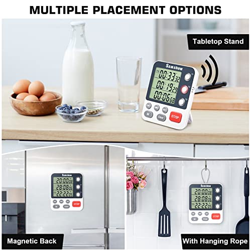 Samshow Digital Kitchen Timer, 3 Channels - color: 318 White