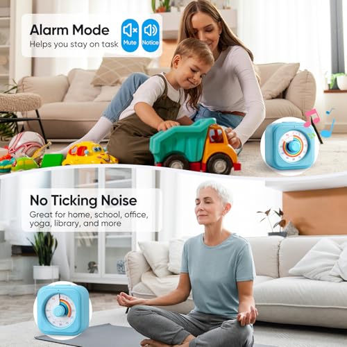 Rainbow Visual Timer for Kids, 60 Minute Silent Countdown Clock - color: Blue-rainbow