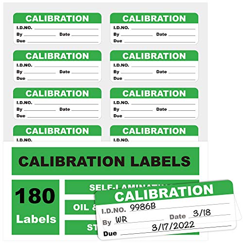Self-Laminating Calibration Labels, 1.75''×0.63'', Waterproof Indoor/Outdoor Inspection Stickers for Metal & Plastic, Removable Residue-Free Adhesive, NIST/ISO-9000 Compliant, 180-Pack - size: 1.75 X 0.63 Inches
