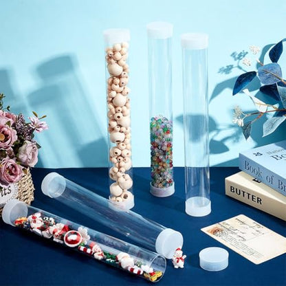OLYCRAFT 5 Set Transparent Plastic Storage Tubes 1.6x12 Inch Test Bottle Organizers Boxes with Lid Plastic Transparent Hollow Tube Plastics Clear Hollow Tube for Beads Bath Salt Wedding Storage - size: 1.6x12 Inch