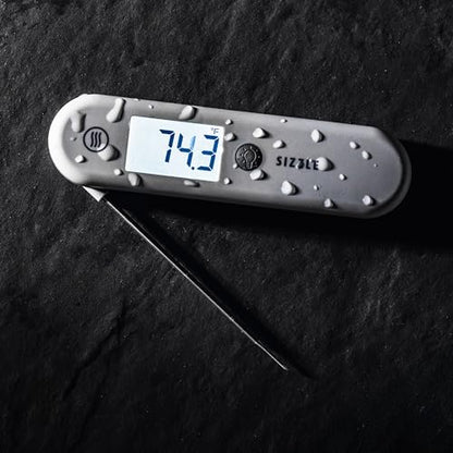 ThermoWorks Sizzle Digital Meat Thermometer – Instant Read in 2 Seconds, Waterproof, Folding Probe with Magnetic Back, Auto-Rotating Backlit Display, for Cooking Food, Grill & BBQ - Nautical Blue - color: Nautical Blue