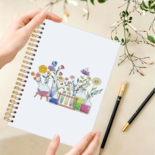 Science Teacher Spiral Notebook Journal,Science Teacher Gifts,A5 - color: Floral Beakers