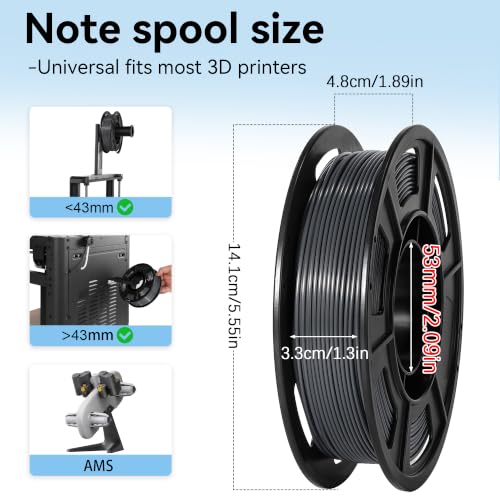 Dynta PLA 3D Printer Filament Bundle 250g, 1.75mm/±0.02mm 6 Colors 1.5KG - color: 250gx6-clear+pure White+bone White+medium Gray+dark Gray+black