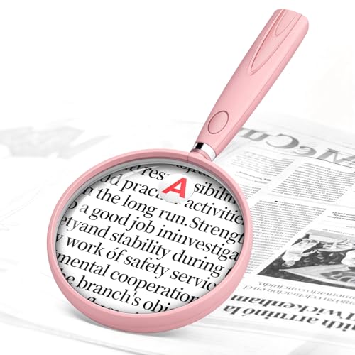 10X 30X Magnifying Glass for Reading,90mm Handheld Magnifier for Close Work - color: Pink