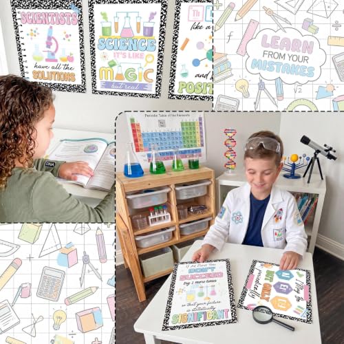 Marspark 18 Pcs Composition Notebook Science Posters for Classroom, Inspirational Science Posters Classroom Decor, Educational Bulletin Board Sets for Elementary Middle High Schools Supplies - style: Science