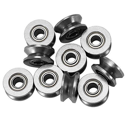 Stainless V Bearing Grooved Mini Pulley Wheels Rollerball Pulley for Rail Track Linear Motion System 4x13x6mm 10pcs