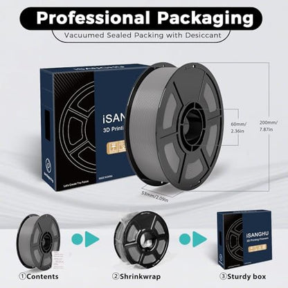 3D Printer Filament PLA Silver 30-300mm/s for Bambu Lab AMS,AMS Lite - color: Silver