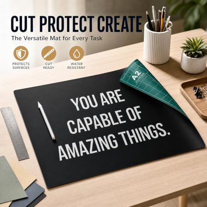 23" x 17" Self Healing PVC Cutting Mat, A2-Black or Green - color: A2-Black-Green