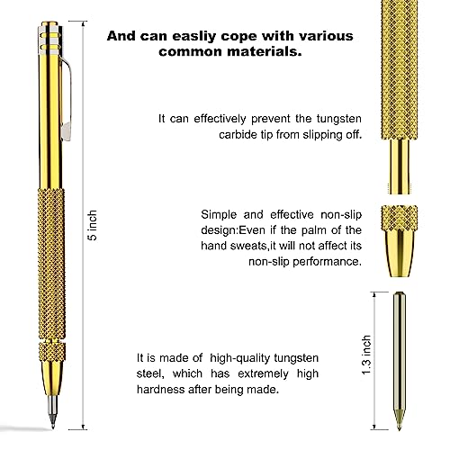 Glieskir 2-Pack Tungsten Carbide Scriber Set with Magnet, Ruler and 12 Tips - color: 2PCS Godlen