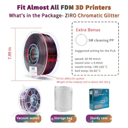 ZIRO Fast Color Change Twinkling PLA, 1.75mm Filament, Chromatic Glitter - color: Chromatic Glitter