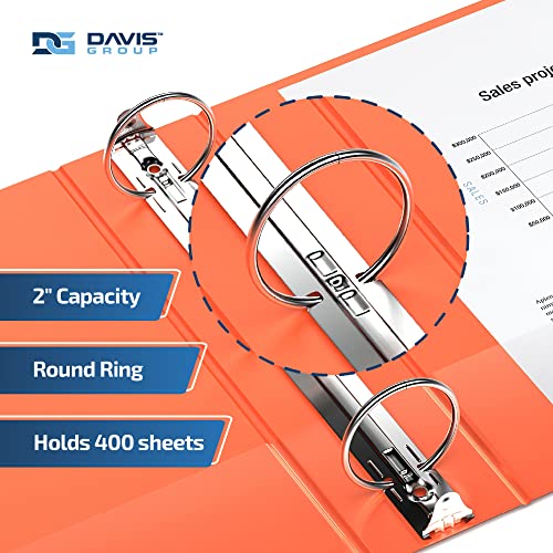 Premium Economy 3-Ring Binder, Spine Label, 2" Round Rings, Orange, 6 Pack - color: Orange, size: 2 Inch