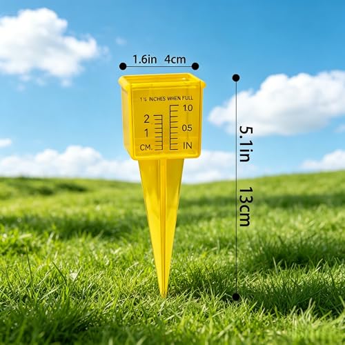 10Pack 1.5" Plastic Rain Gauge, Bright Yellow Rain Catcher