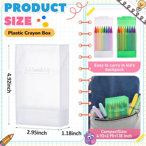 Clabby 2 Pcs 2 in 1 Plastic Crayon Box with Sharpener Holds 24, Clear,Green - color: Clear,Green