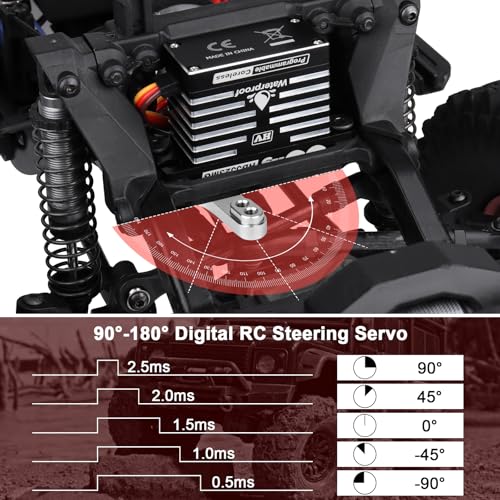 HobbyPark Waterproof 55KG Servo Coreless Motor 8.4V HV Servo High Torque Servo Full Metal Gear RC Servo Programmable for 1/8 1/10 RC Crawler RC Truck RC Car Buggy Robotic 180° w/Servo Horn
