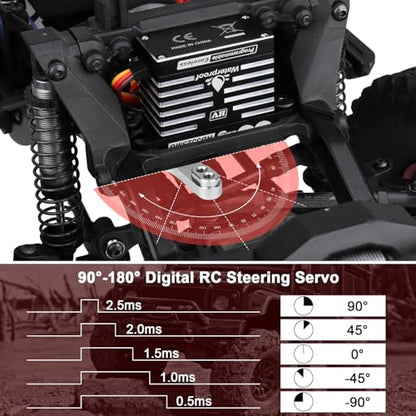 HobbyPark Waterproof 55KG Servo Coreless Motor 8.4V HV Servo High Torque Servo Full Metal Gear RC Servo Programmable for 1/8 1/10 RC Crawler RC Truck RC Car Buggy Robotic 180° w/Servo Horn
