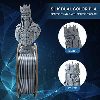 YOUSU Black White PLA Filament Coextrusion, PLA Filament Multicolor, 3D Printer Filament 1kg, Color Change Filament. - color: 4-black/White