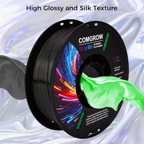 Comgrow Tri-Colors Silk PLA 3D Printer Filament, Rainbow PLA Filament 1.75mm, Dimensional Accuracy +/- 0.02 mm, 1KG Spool, Coextrusion 3D Filament with Shiny Silk Golden-Green-Black - color: Golden & Green & Black