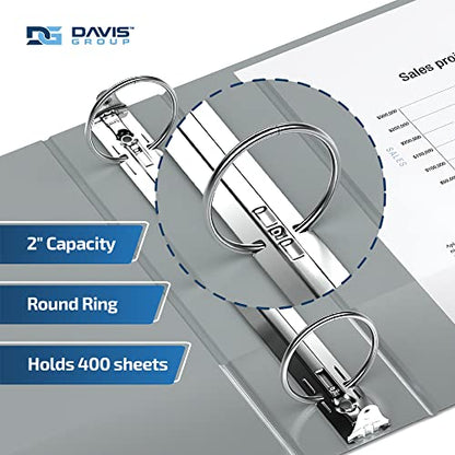Premium Economy 3-Ring Binder, Spine Label, 2" Round Rings, Gray, 6 Pack - color: Gray, size: 2 Inch