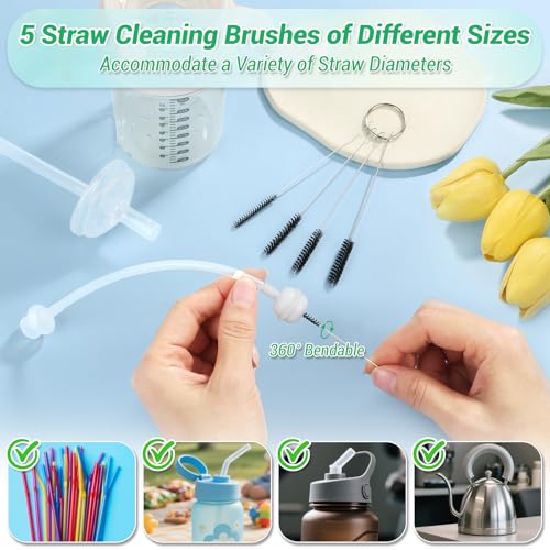 50-in-1 Shower Head & Straw Cleaning Kit - 35 Brushes, 10 Unclogging Needles, 5 Straw Brushes, Shower Head Cleaner Picks Deep Clean Stanley Cups (40/30/20oz), Water Bottles, Faucets, Printers, Green - color: Green
