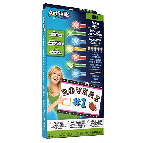 ArtSkills Rainbow String Light Kit with Punch Tool and Instructions for Posters, Dorms and Projects, Battery-Operated, 20 Lights with 2 Modes (Pack of 2) - size: 10 x 4.5 x 1 inches (Pack of 2)