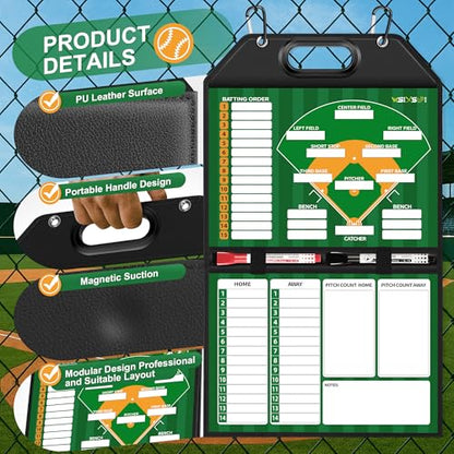 Magnetic Baseball Lineup Board, Foldable Clipboard for Coaches - style: Baseball