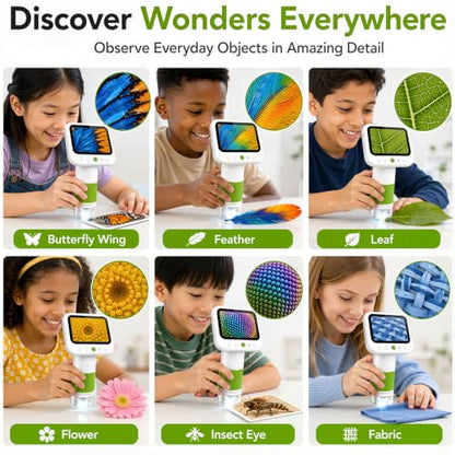 Kids Microscope with 1080P 4.3" Screen, 2-in-1 Desktop/Handheld Microscope