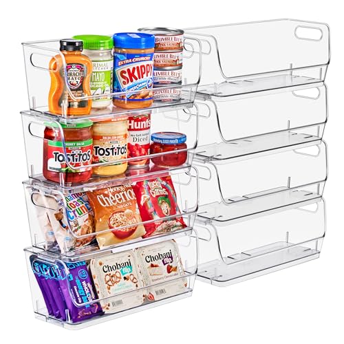 Sorbus Clear Pantry Organizer with Stackable Storage Bins, Open Front - size: Small Narrow, style: 8 Pack