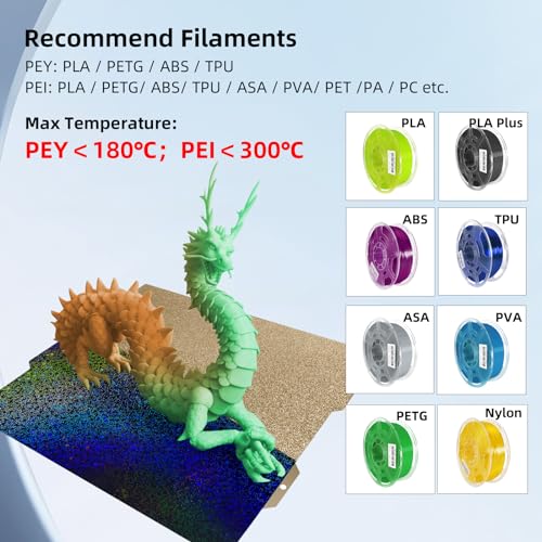 IdeaFormer-3D Rainbow Starry PEY+Textured PEI Build Plate for Bambu Lab A1 Mini, Double Sided PEY PEI Spring Steel Sheet 184x184mm for Bambu A1 Mini 3D Printers - color: Starry PEY+Textured PEI