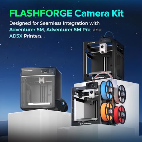 FLASHFORGE Camera Kit for Adventurer 5M/Pro/AD5X 3D Printer, Real-time and Remote Monitoring, Compatible with Flash Maker App, 3D Printer Parts for AD5M/AD5M PRO/AD5X