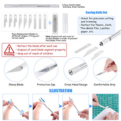 Glarks 34Pieces 3D Printer Nozzle Cleaning Removal Tool Kit, Including 0.35mm 0.4mm Cleaning Needles, Wood Carving Tools Kit, Knife Clean Up Kit, Tweezers, Scraper, Wire Cutter