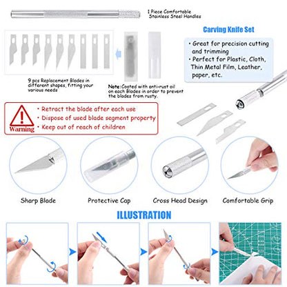 Glarks 34Pieces 3D Printer Nozzle Cleaning Removal Tool Kit, Including 0.35mm 0.4mm Cleaning Needles, Wood Carving Tools Kit, Knife Clean Up Kit, Tweezers, Scraper, Wire Cutter
