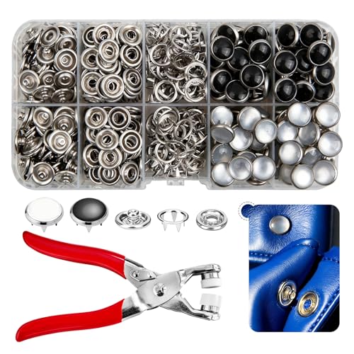 NXTOV 100 Set Pearl Snaps Button Kit with Fastener Pliers - color: Black, White