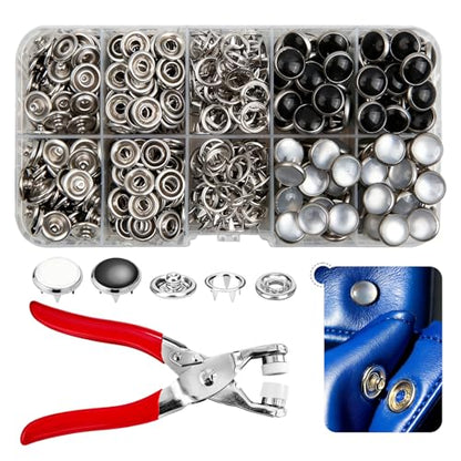 NXTOV 100 Set Pearl Snaps Button Kit with Fastener Pliers - color: 10mm - Black, White
