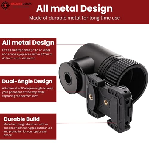 Universal Phone Scope Adapter – Side Mount Design Smartphone Scope Mount – Hunting, Birding, Target Shooting, Aiming, Sighting – All-Aluminum Black Frame Camera Mount - Sidewinder Scope Phone Adapater