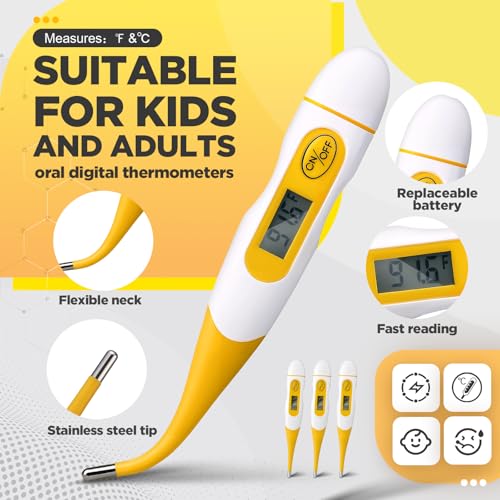 TrelaCo 20 Pcs Digital Thermometers, Oral Fast Reading, Yellow - size: Yellow