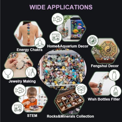 1200Pcs+ (5lb) Gemstones and Crystals Set,50Kinds+ Bulk Rocks and Minerals