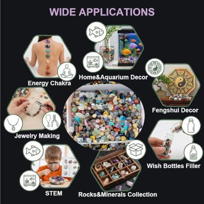 1200Pcs+ (5lb) Gemstones and Crystals Set,50Kinds+ Bulk Rocks and Minerals