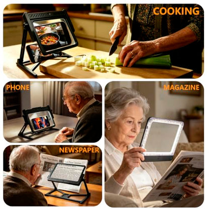 Large Magnifying Glass with Phone Stand, Full Page Magnifier for Reading