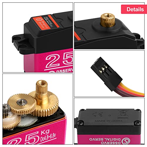 25KG Waterproof Metal Gear RC Servo, 180° - style: 1 Pcs 25kg