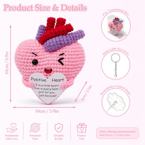 Emotional Support Handmade Crochet Anatomical Heart Desk Ornament - color: Pink Heart