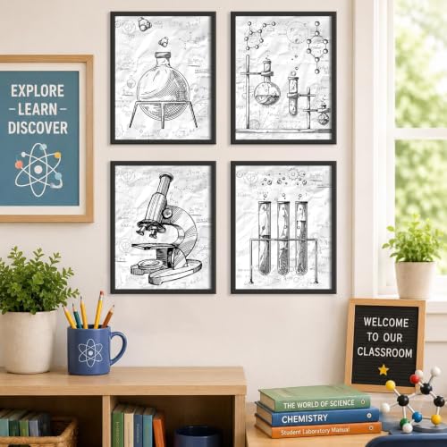 Science Classroom Wall Art Vintage Chemistry Lab Sketch Prints 8x10 Inch - color: 8x10inch (Unframed)p