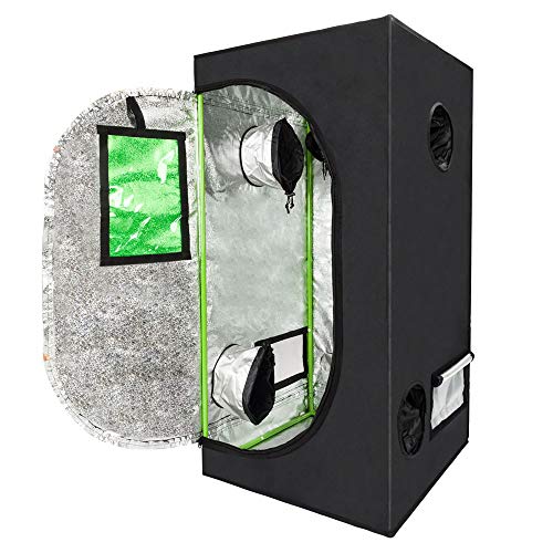 Grow Tent, 2x2 Feet Mylar Hydroponic Grow Tent with Obeservation Window and Floor Tray for Indoor Gardening Plant Growing (24"x 24"x 48") - size: 24"x24"x48"
