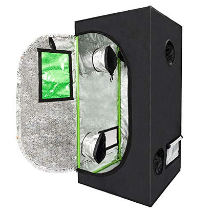 Grow Tent, 2x2 Feet Mylar Hydroponic Grow Tent with Obeservation Window and Floor Tray for Indoor Gardening Plant Growing (24"x 24"x 48") - size: 24"x24"x48"